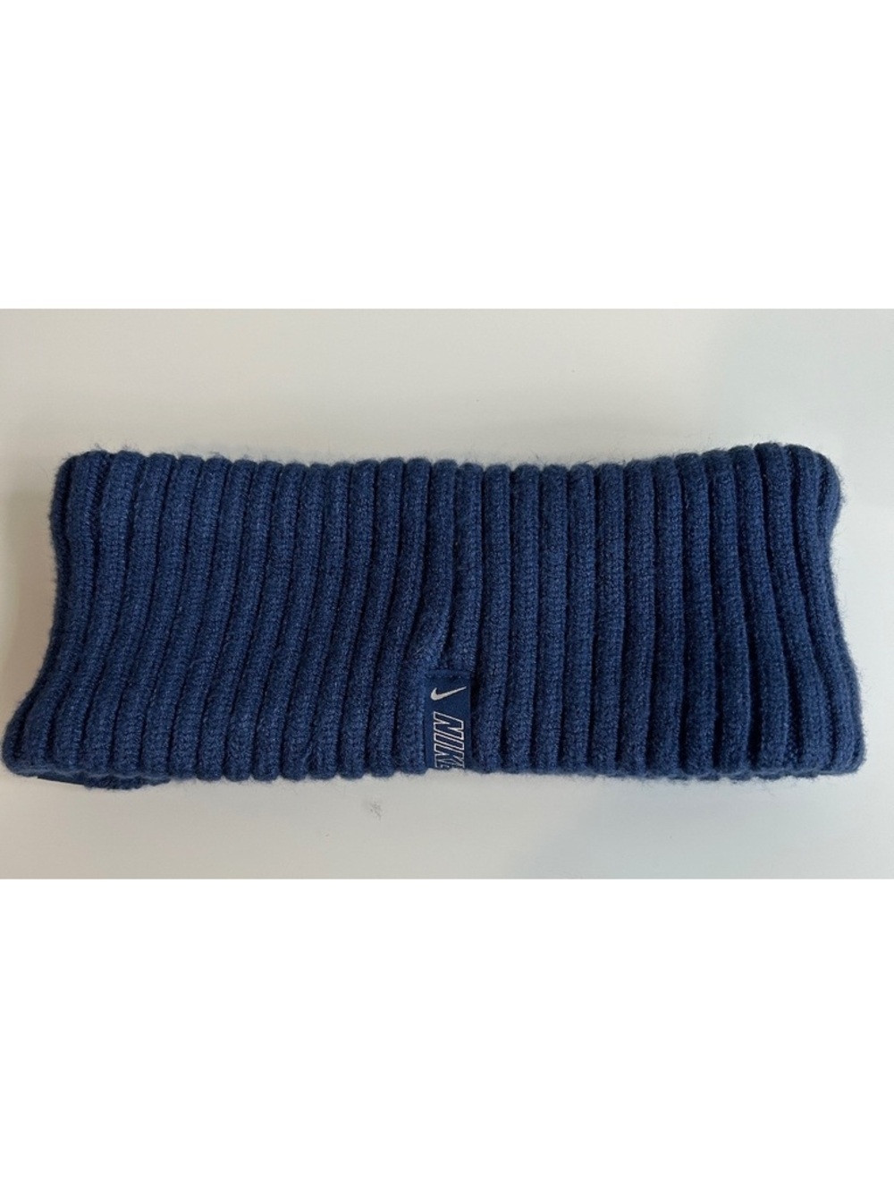 Nike Headband Ear Warmer Blue Fleece lined Knit Ribbed Running